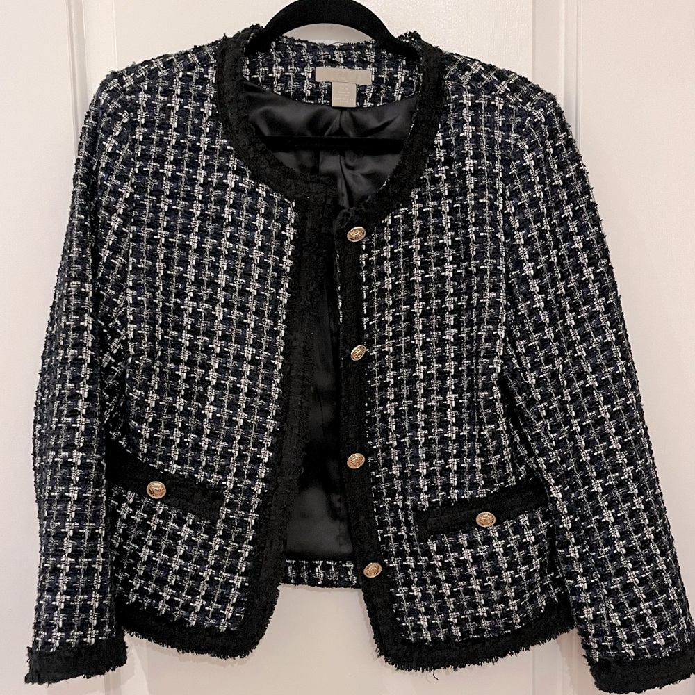 H&M Black and White Tweed Jacket